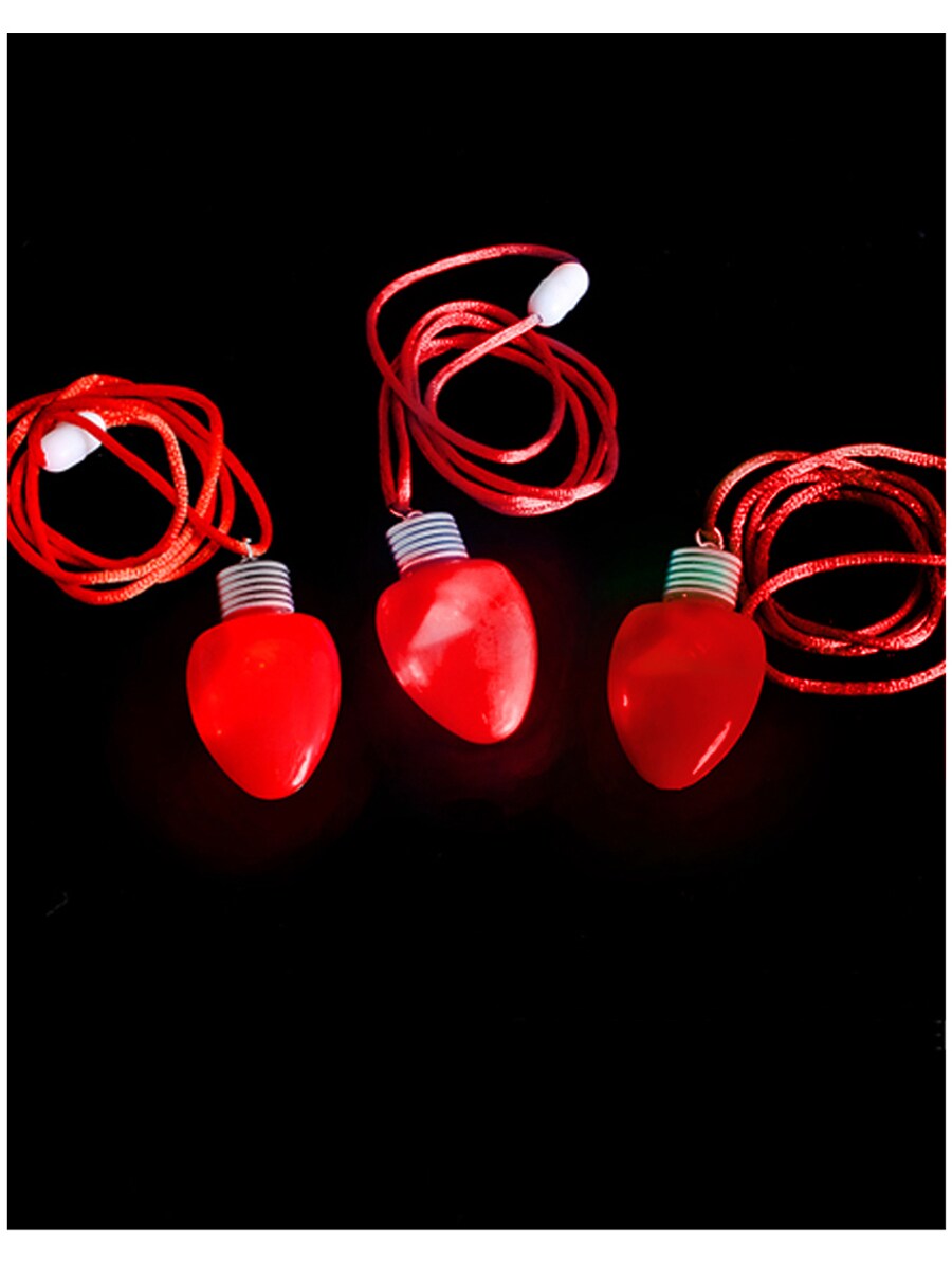 Red Flashing Light-up Blinking Christmas Bulb Pendant LED Costume Necklace
