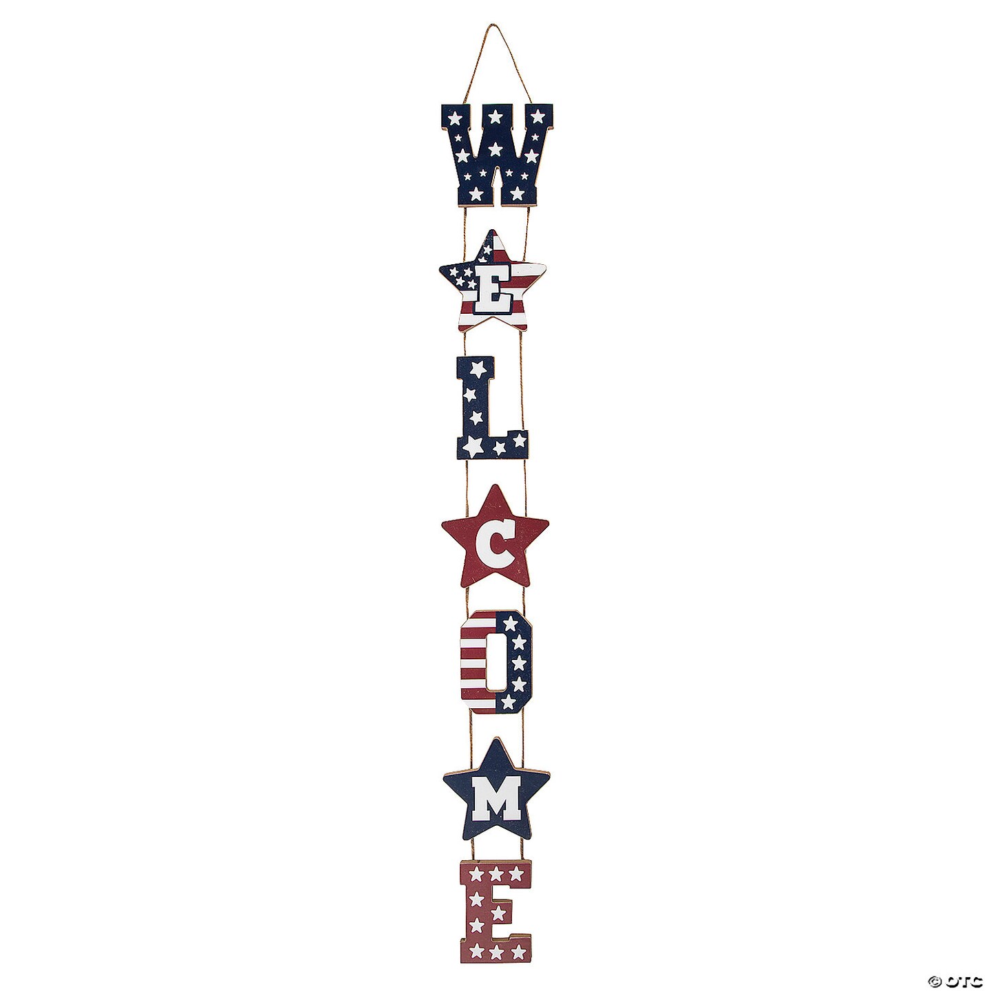 Patriotic Vertical Hanging Welcome Sign