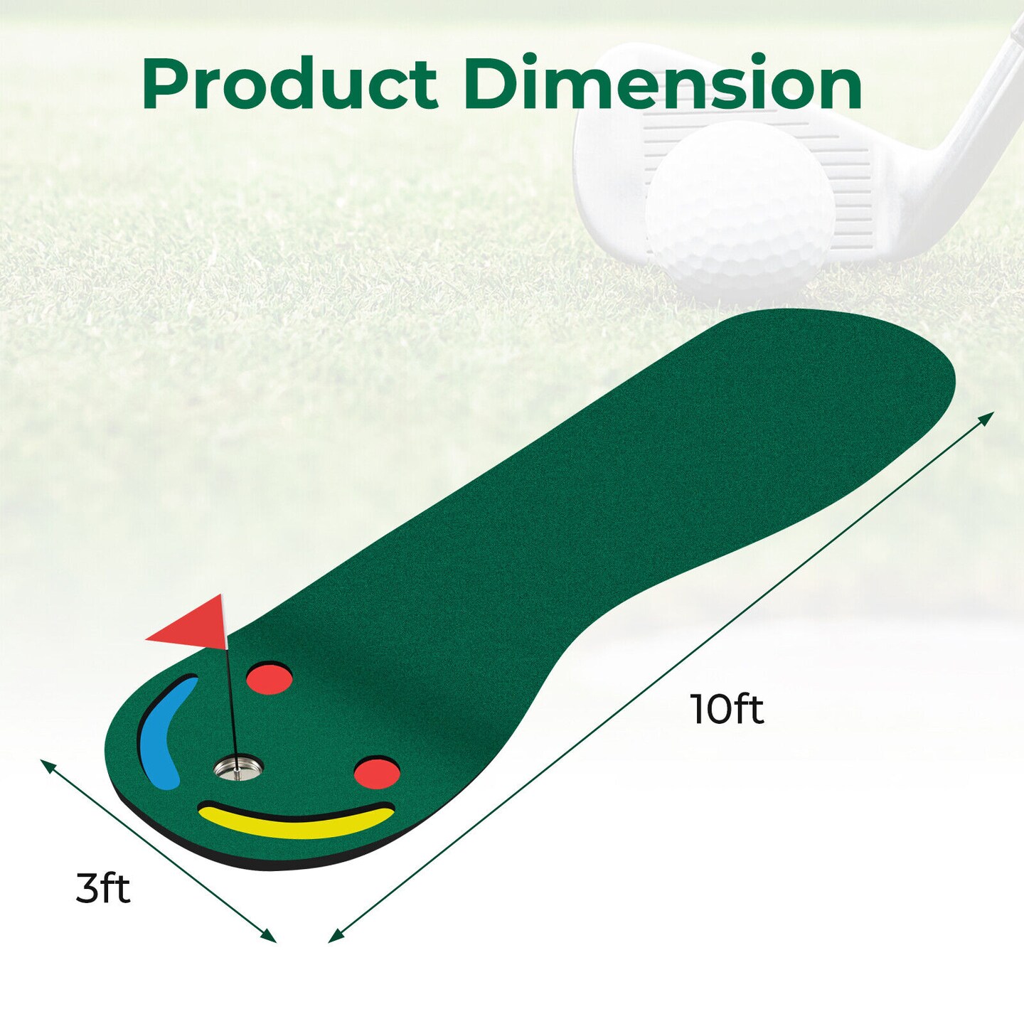 Golf Putting Green Set with 2 Built-in Hazards For Indoor Outdoor Use