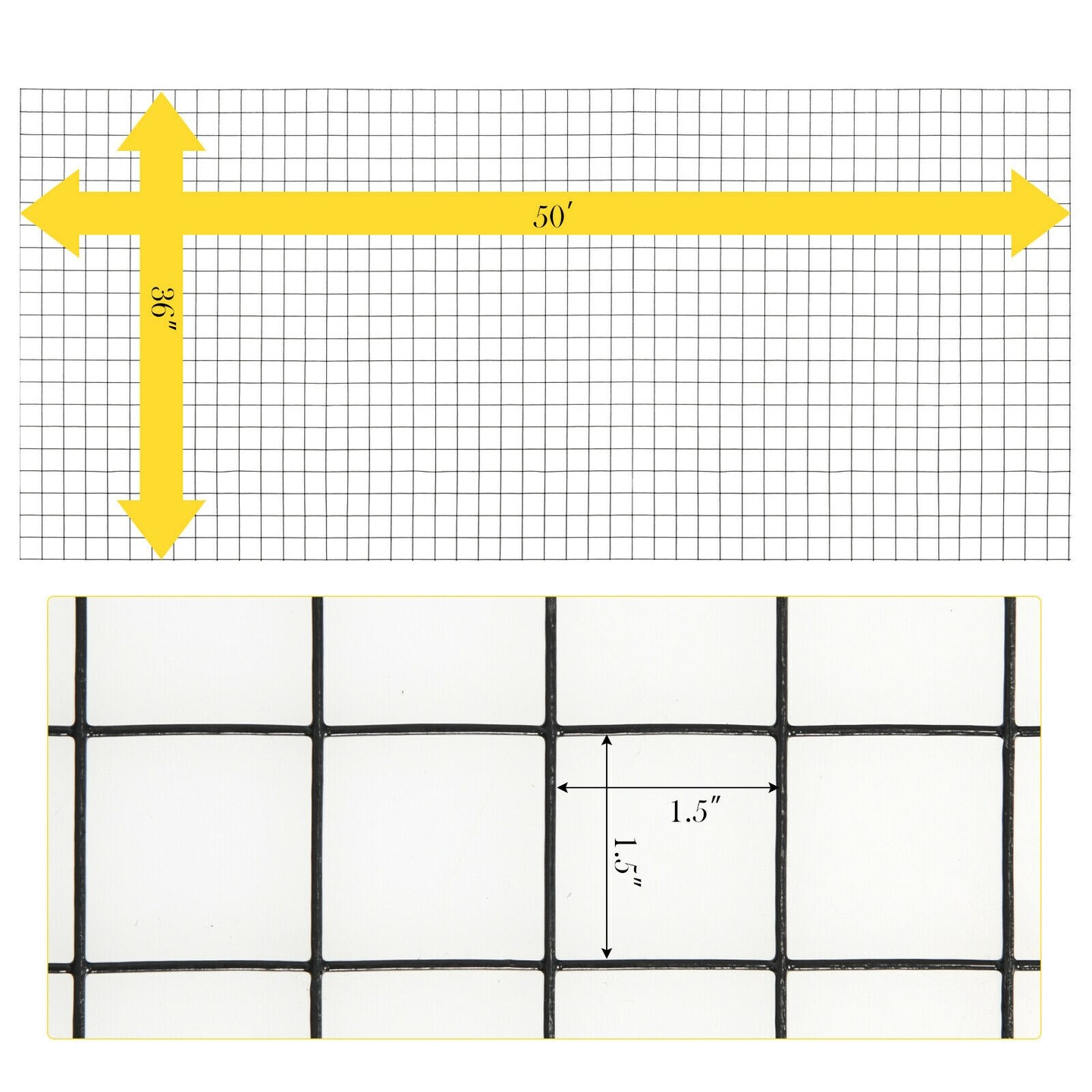 36 X 50 Inch Hardware Cloth 16 Gauge Black Vinyl Coated Welded Wire Mesh 1.5 Inch