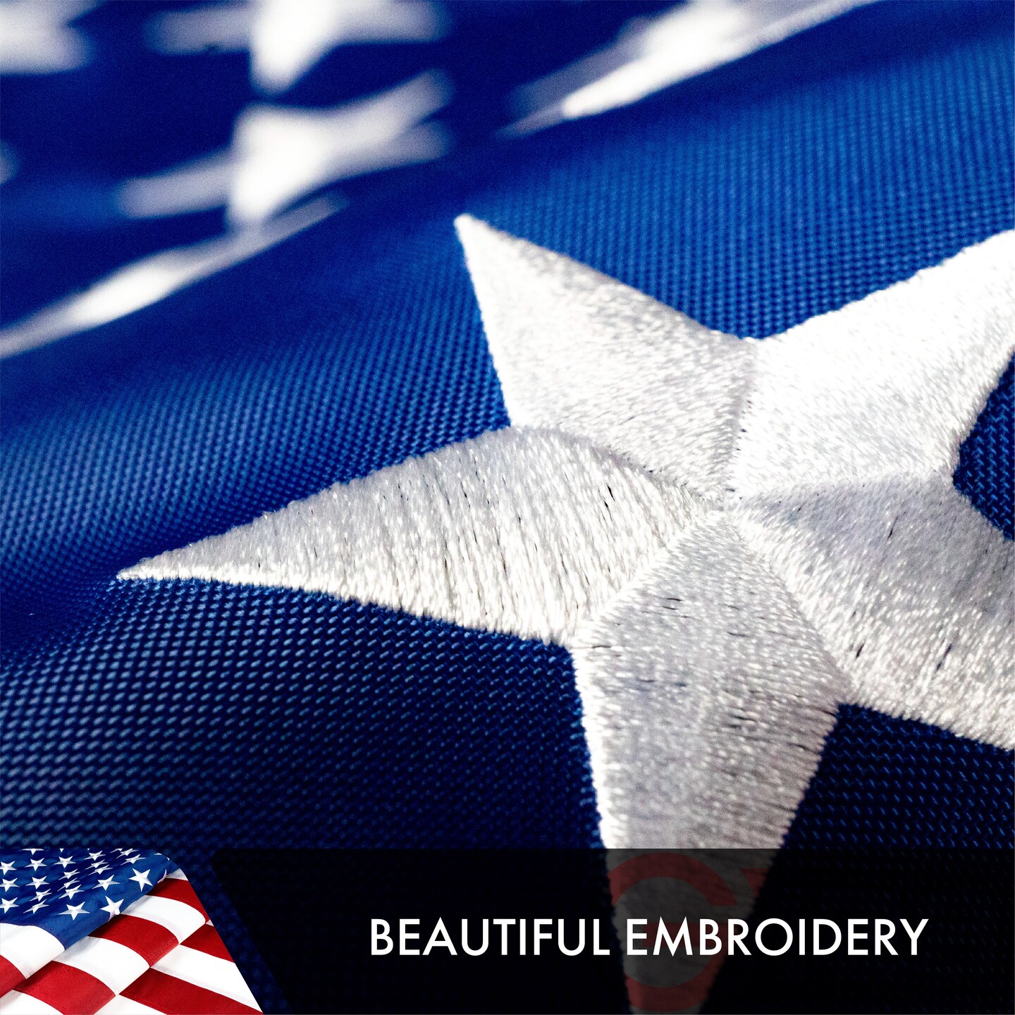 American Flag 210D Embroidered Polyester 3x5 Ft - Double Sided