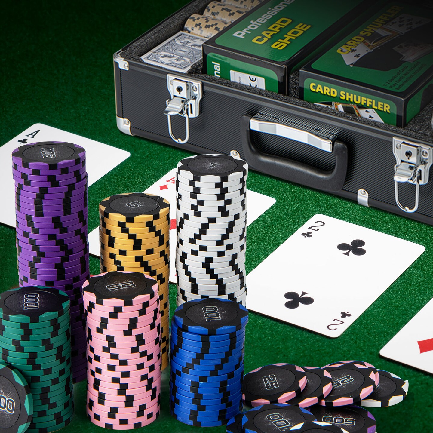 600-piece Poker Chip Set 14 Gram Claytec Chips With Carrying Case-black