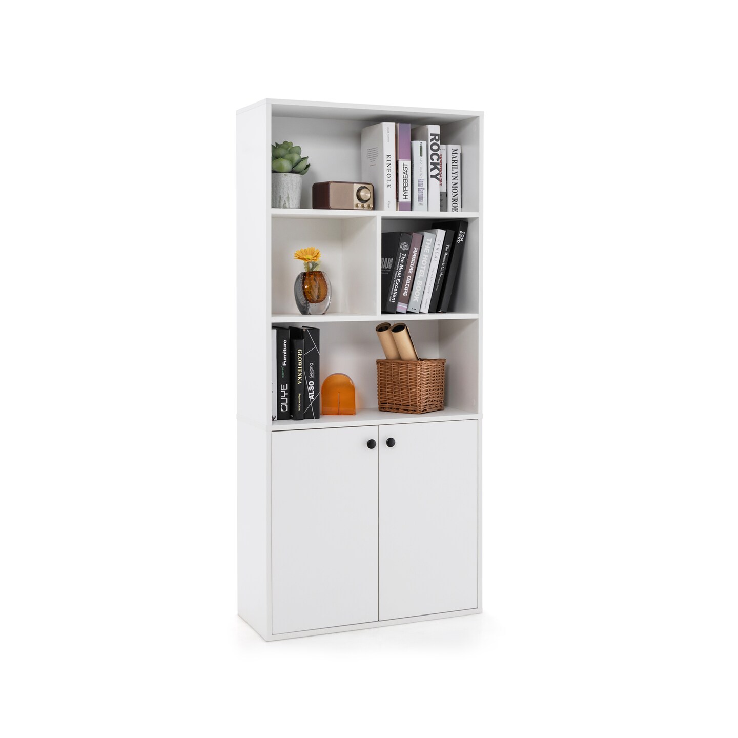 5-tier Freestanding Bookcase With Open Cubes And Adjustable Shelf-white