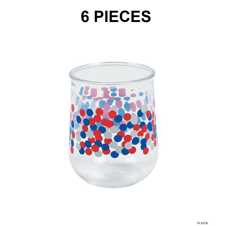 12 oz. Patriotic Confetti Reusable Plastic Tumblers - 6 Ct.