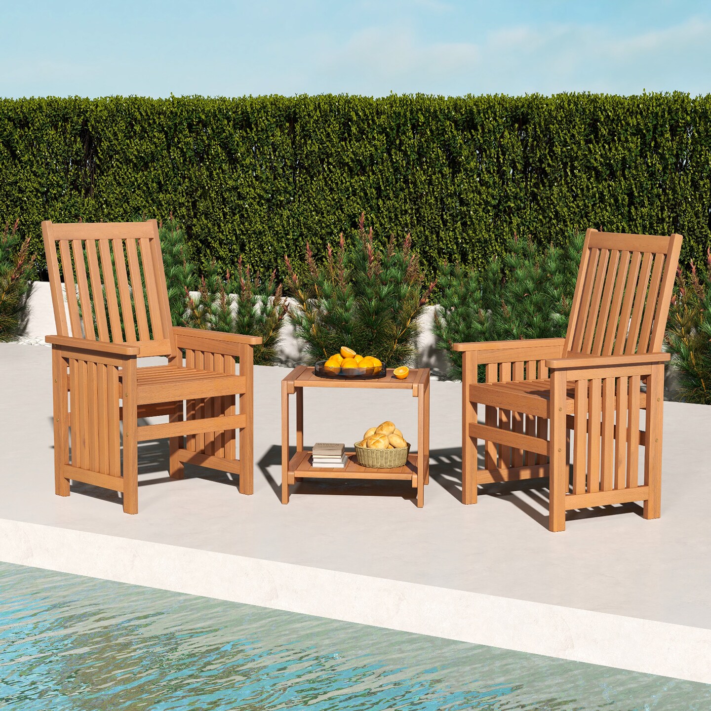 3 Pieces Patio Furniture Set With 1.5 Inch Umbrella Hole