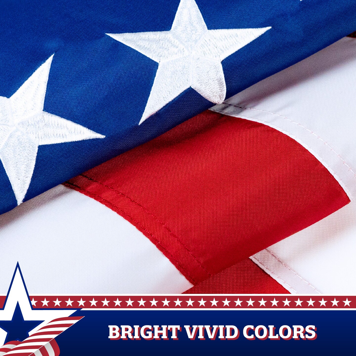 G128 Betsy Ross Pull Down Bunting Flag | 1.67x8 Ft | Embroidered Polyester