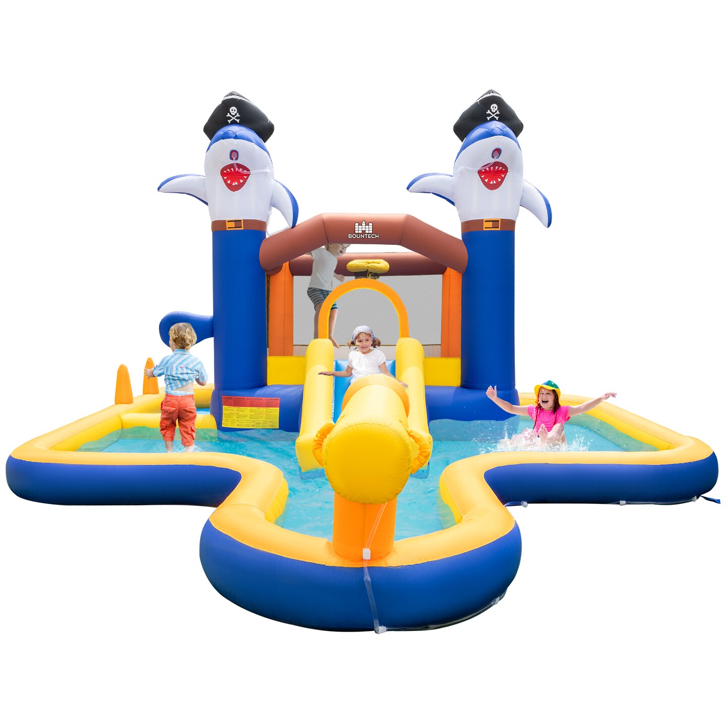 7-in-1 Water Slide Park With Splash Pool And Water Cannon Without Blower