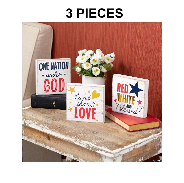 Religious Patriotic Tabletop Signs &#x2013; 3 Pc.