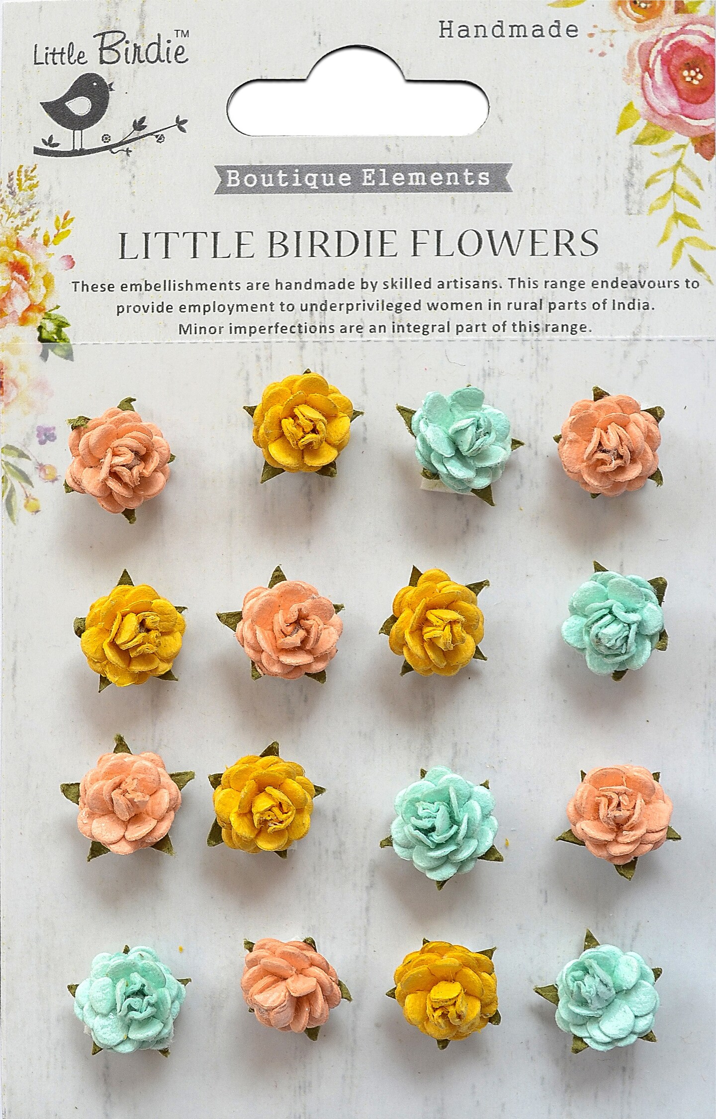 Little Birdie Beaded Micro Roses 16/Pkg