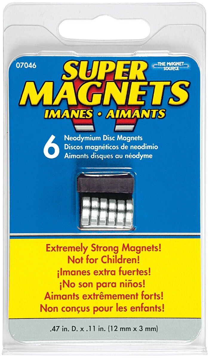 Magnet Source Super Neodymium Disc Magnets .47" x .11", 6/Pkg.