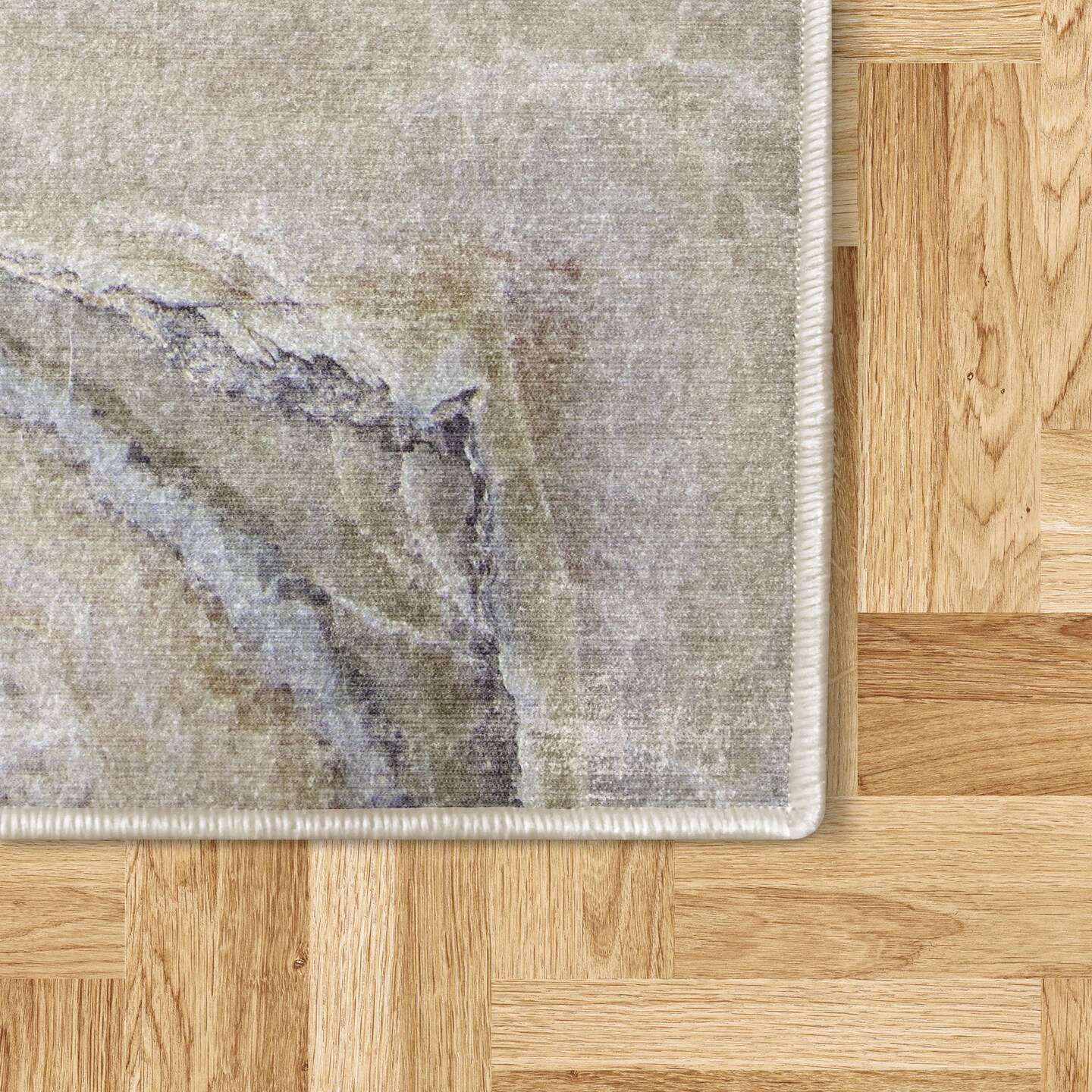 Ambesonne Marble Print Decorative Rug, Surreal Onyx Stone Surface Pattern Pale Blue Details Picturesque Art, Quality Carpet for Bedroom Dorm and Living Room, Cinnamon Beige Tan