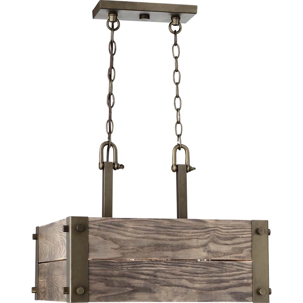 Nuvo Winchester 18.75" 4-Light Square Pendant w/ Aged wood in Bronze Finish