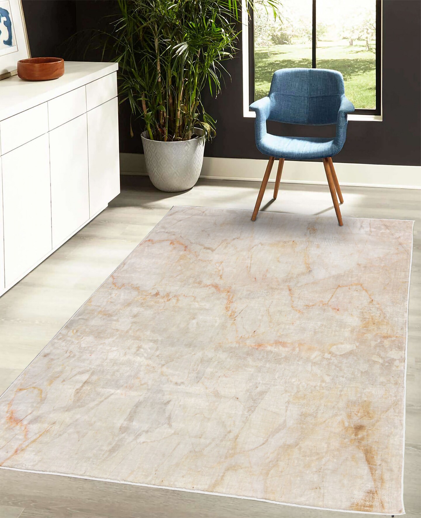 Ambesonne Marble Print Decorative Rug, Mine Pattern Design Natural Fractures Realistic Stained Surface Art, Quality Carpet for Bedroom Dorm and Living Room, Orange Sand Brown