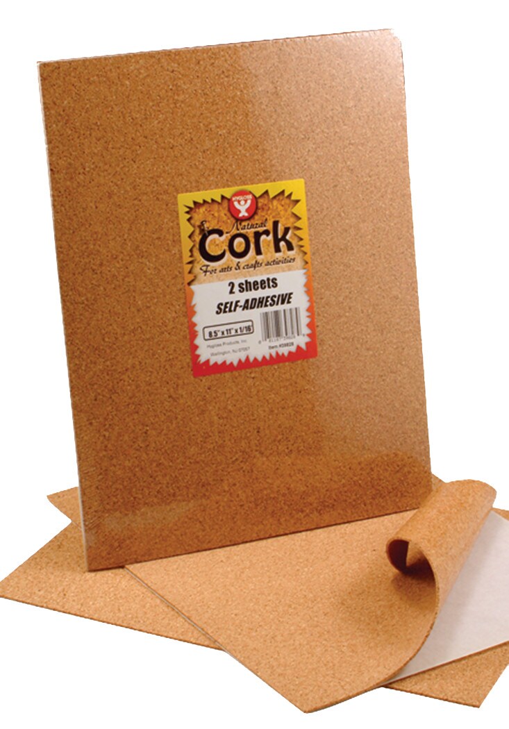 Hygloss Self-Adhesive Cork Sheet, 8.5&#x22; x 11&#x22;, 2/Pkg.