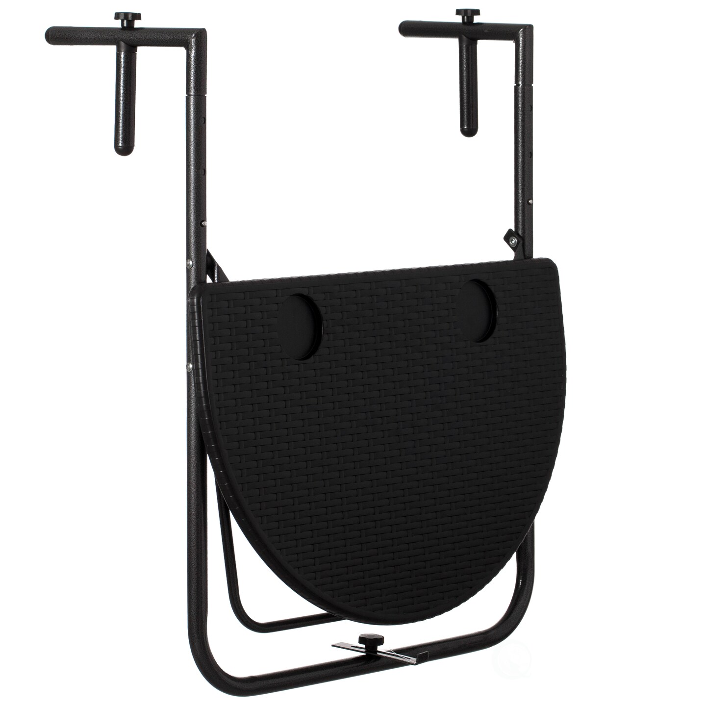 Indoor and Outdoor Rattan Decorative Plastic Foldable Balcony Table, Black