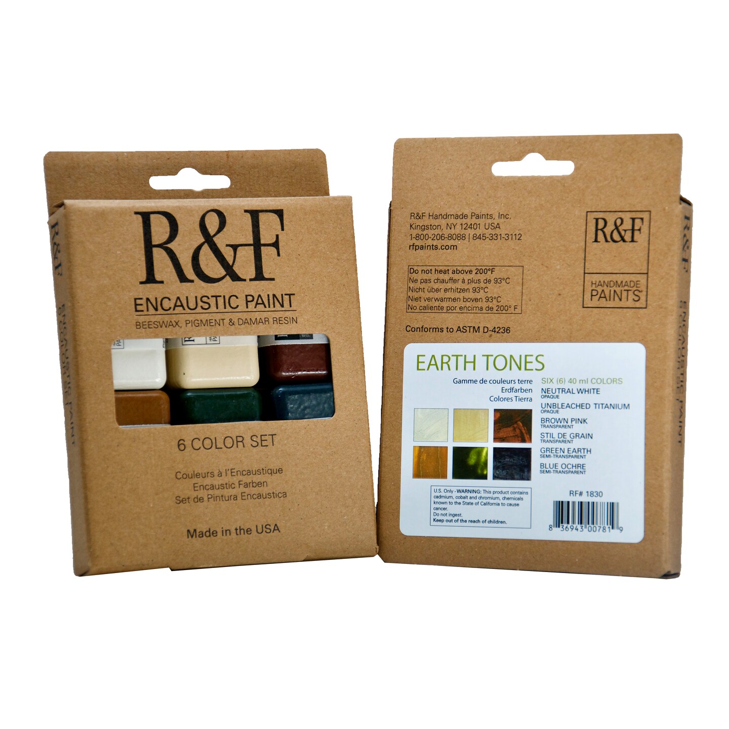 R&#x26;F Handmade Paints Encaustic Paint Cake Set, 6-Colors, Earth Tones