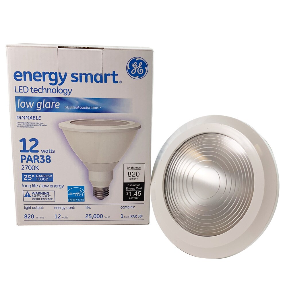 6PK - GE 12w PAR38 Dimmable LED Narrow Flood 25 Warm White 2700k Low Glare Light Bulb