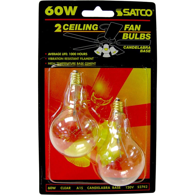 Satco S2742 60W 120V A15 Clear E12 Candelabra Base Incandescent lamp