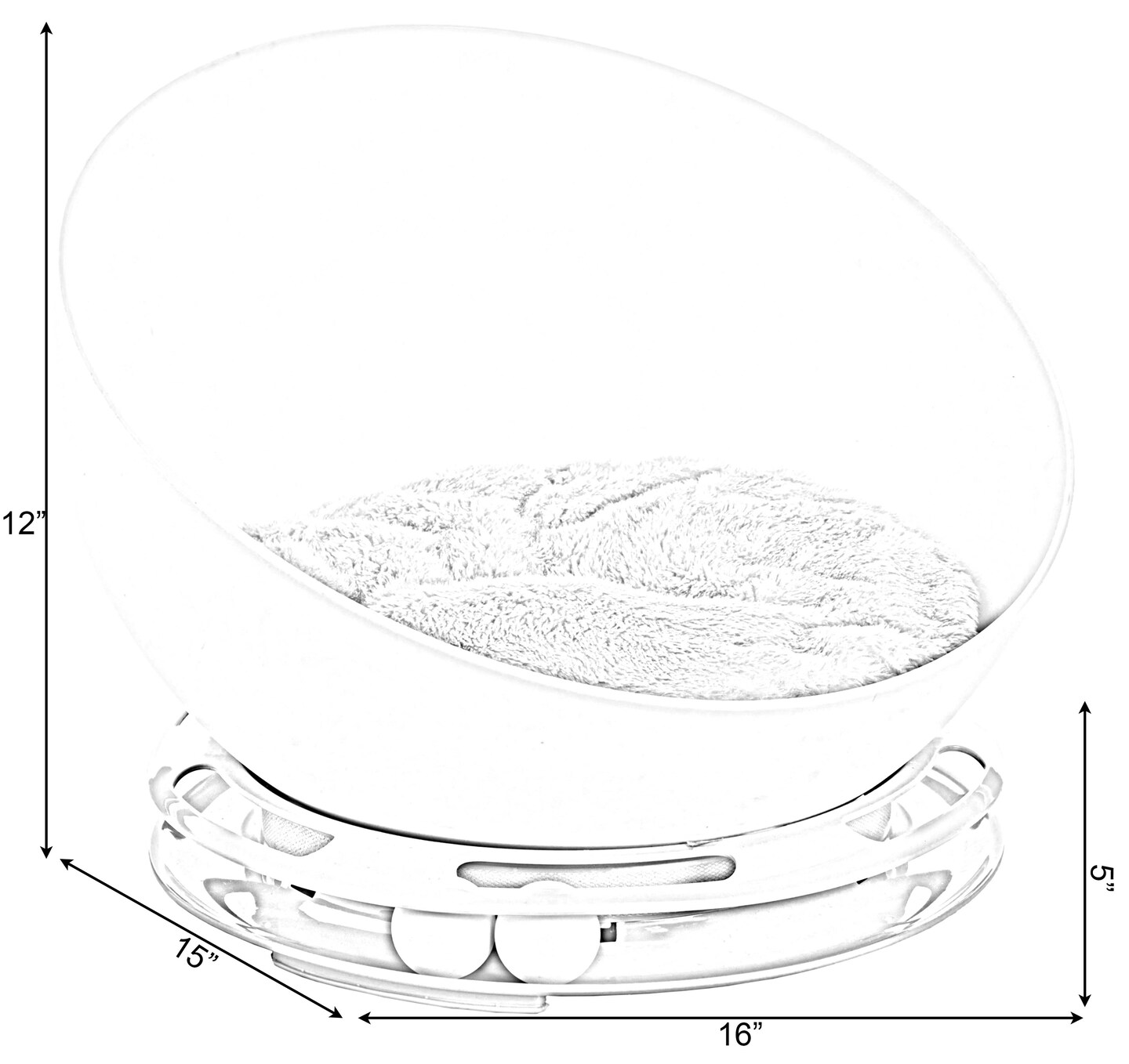 Plastic Bowl Shaped Sleeping Bed House Cat Cave Lounge with Ball Toy