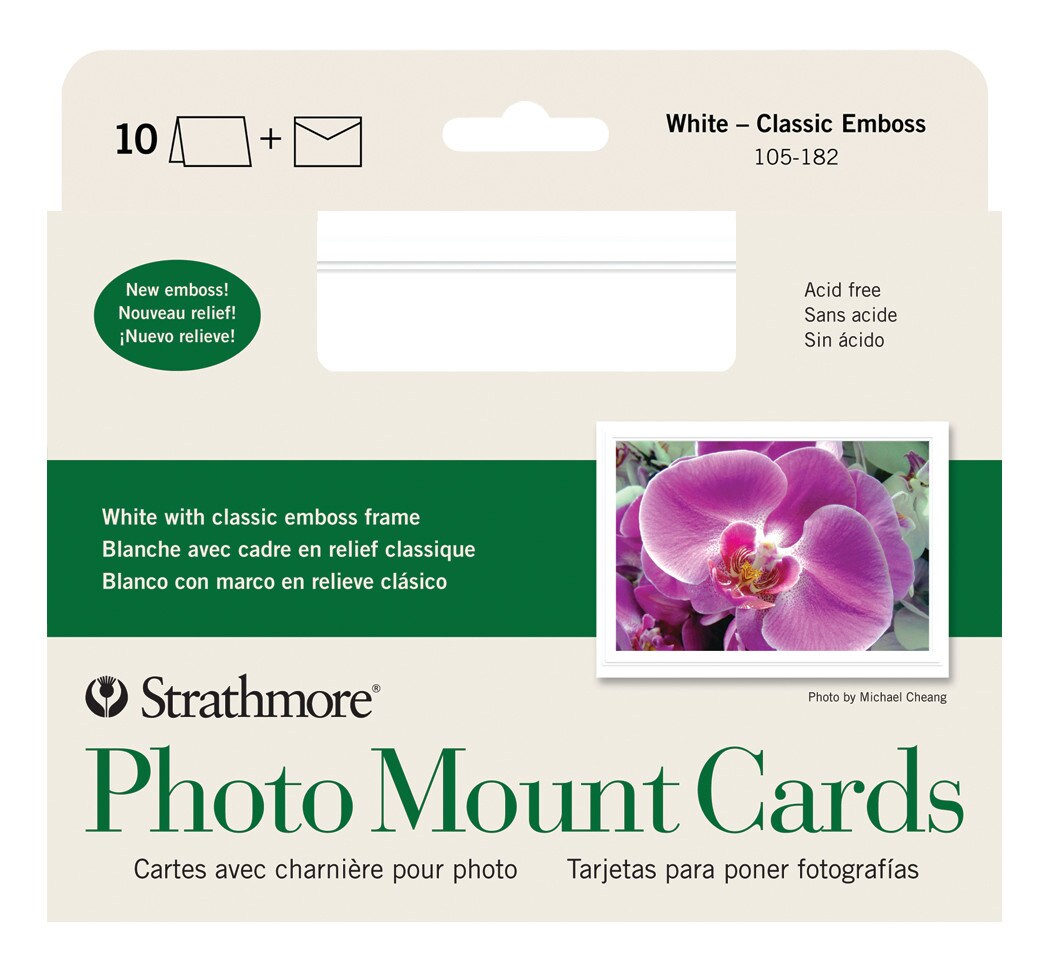 Strathmore photo mount cards white classic emboss 10 pkg michaels