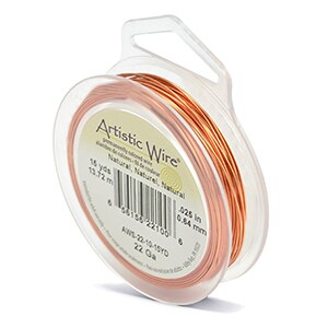 Beadalon Artistic Wire, Colored Copper Craft Wire, 22 Gauge (.64mm), 15 yds. Natural
