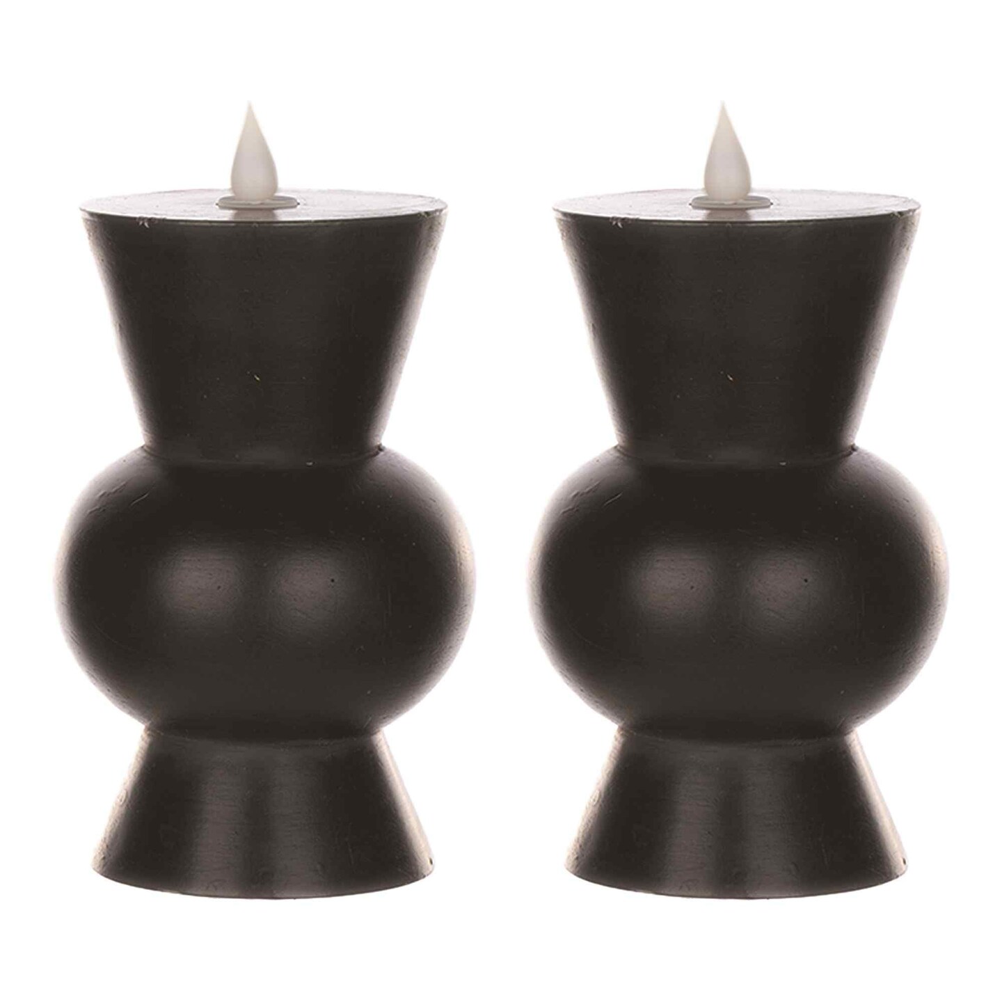 Melrose LED Tapered Flameless Candles with Remote - 6.75&#x22; - Black - Set of 2