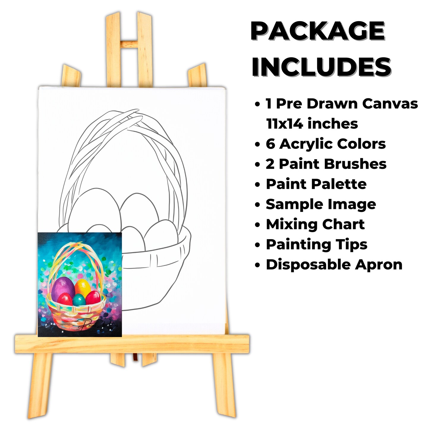&#x22;Easter Basket&#x22; DIY Canvas Art Kit, Adult Beginner, Acrylic Paint Size 11x14 inch