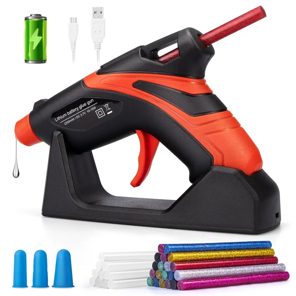 Rechargeable Cordless Fast Preheating Hot Glue Gun Kit with 30PCS Glue Sticks