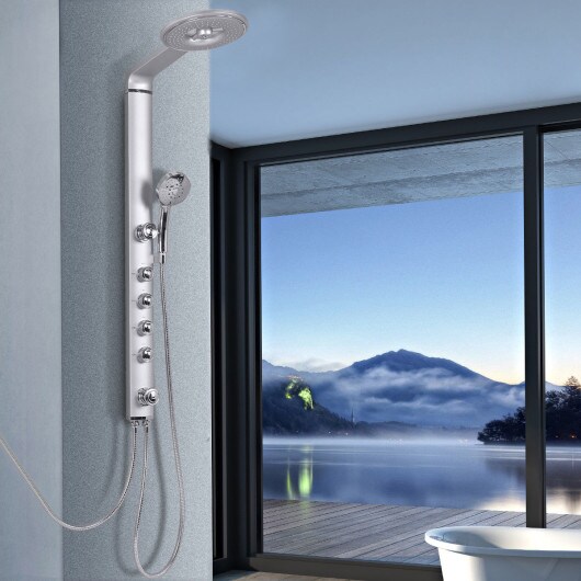 Aluminum Alloy Shower Column Massage Jet System w/ Hand shower