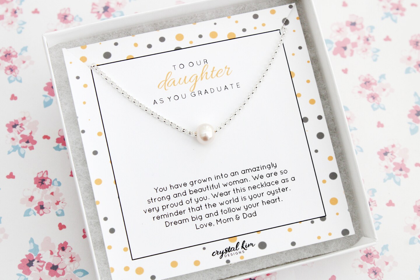 Sterling Silver Dainty Pearl Graduation Gift for Daughter Necklace Personalized Gift