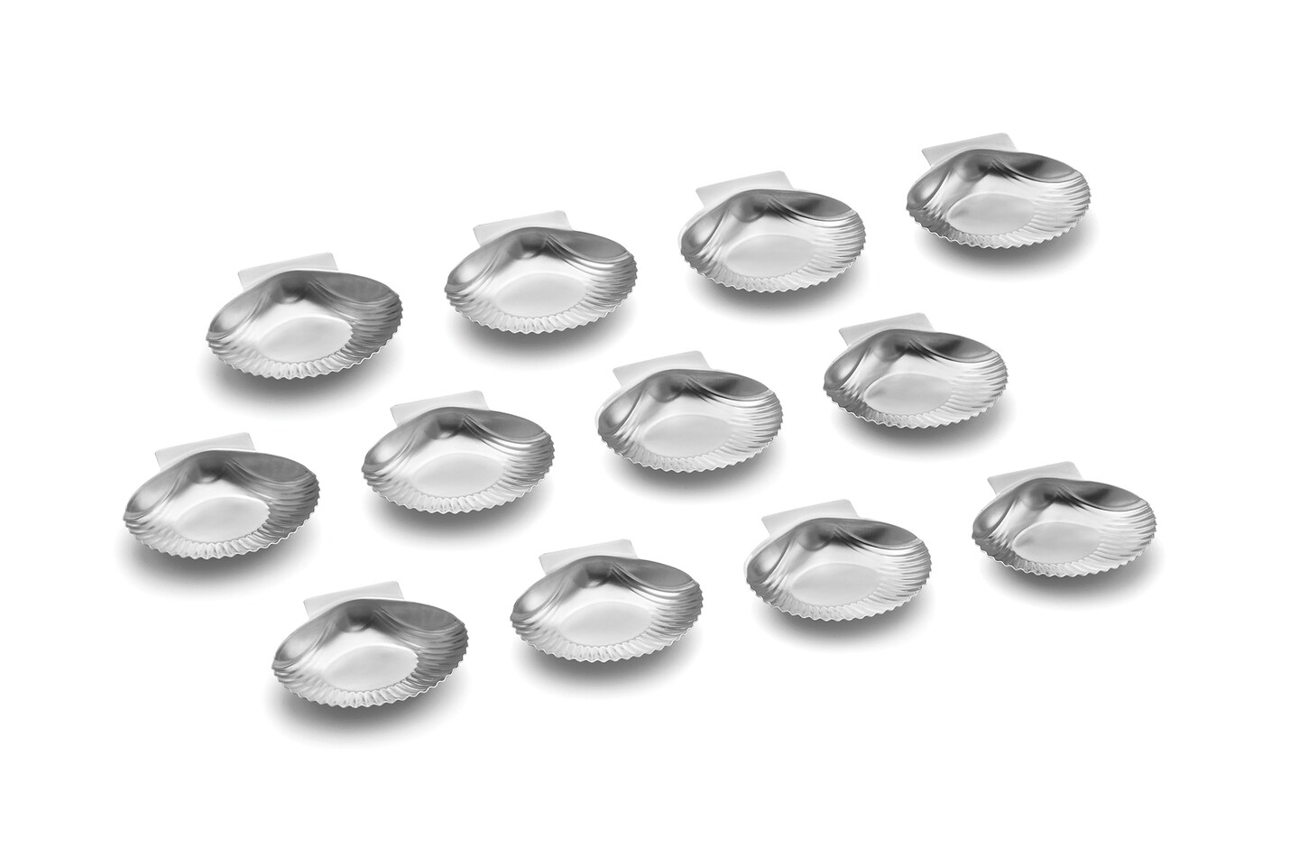 Silver Stainless Steel Grillable SeaShells, Set of 12