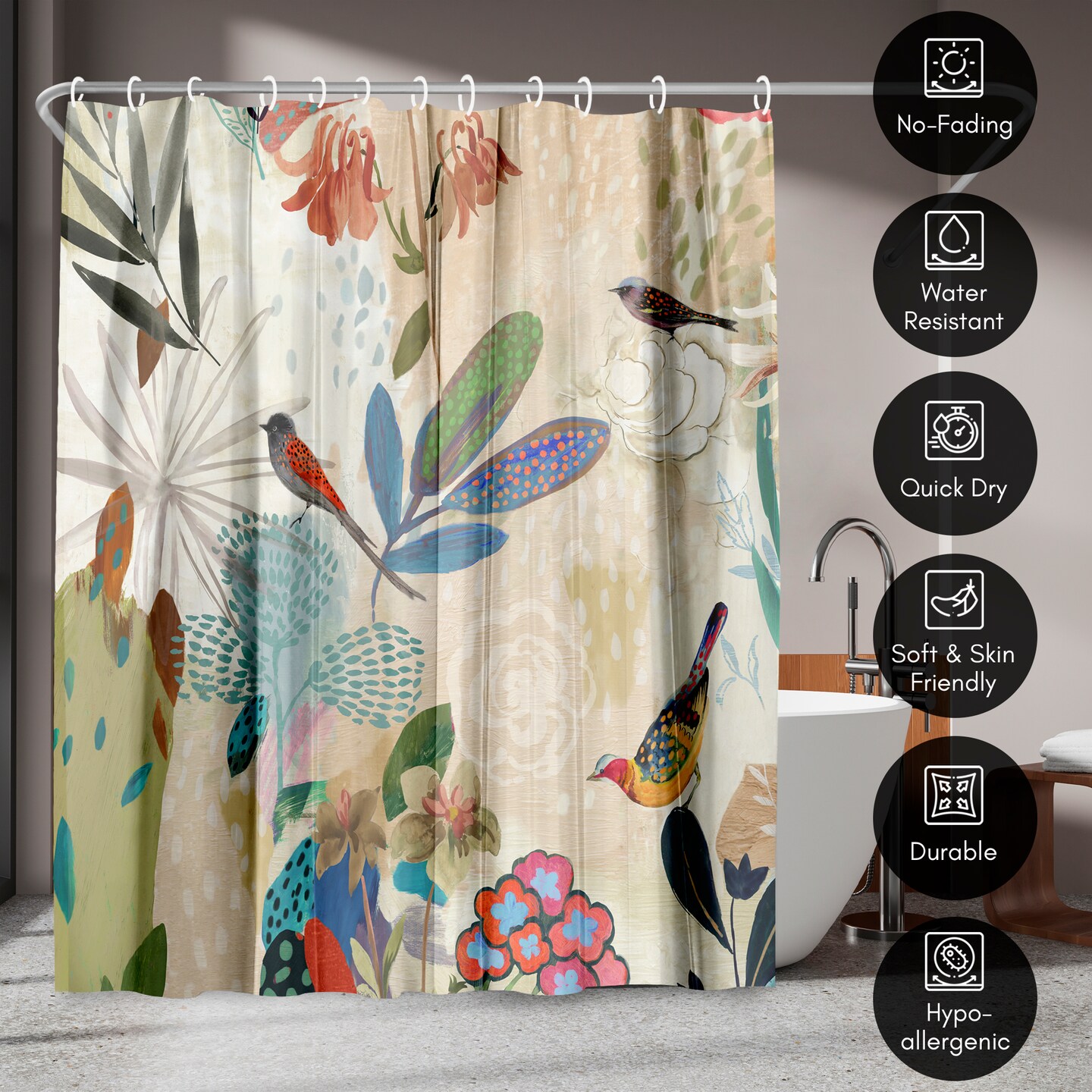 Americanflat 71&#x22; x 74&#x22; Shower Curtain, Where The Passion Flower Grows I by PI Creative Art