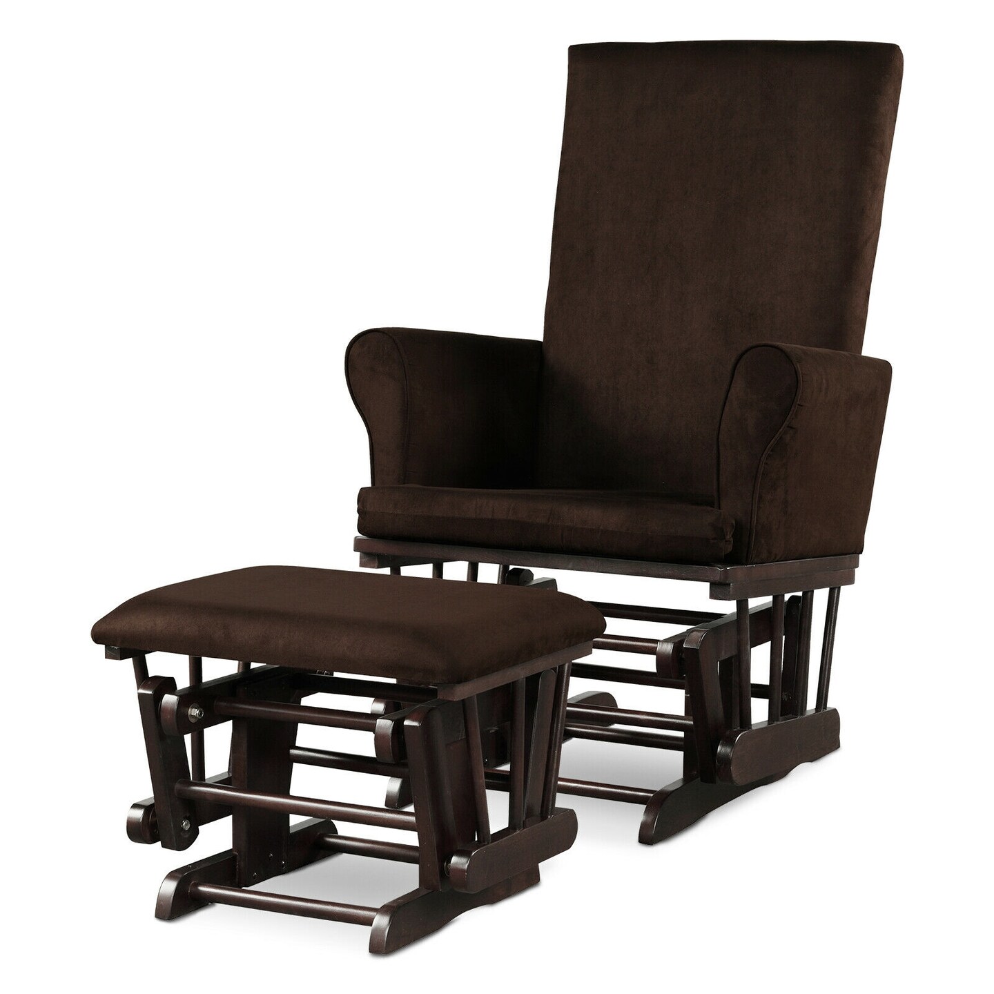 Wooden Baby Nursery Glider and Ottoman Cushion Set