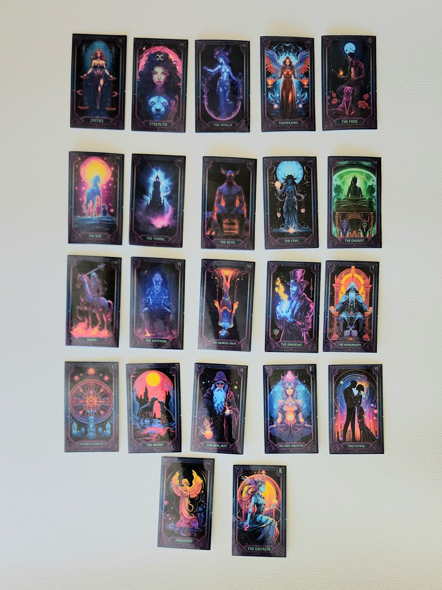 NEON Mini Tarot Card Vinyl Waterproof Stickers, 2