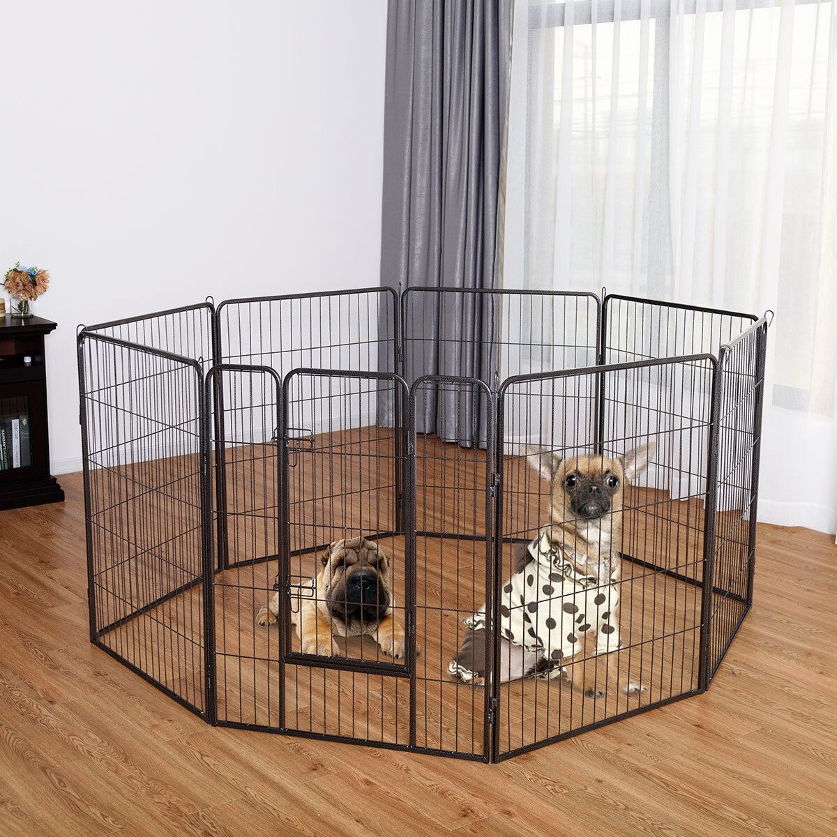 8 Metal Panel Heavy Duty Pet Playpen Dog Fence with Door-40 Inch