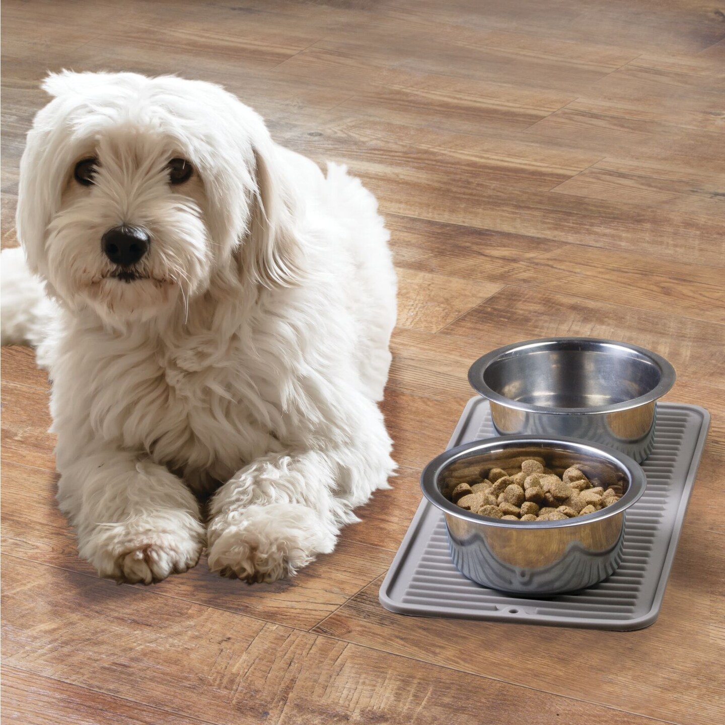 mDesign Silicone Waterproof Pet Food/Water Placemat for Dogs/Cats