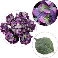20-Inch Purple &#x26; Green Hydrangea Bushes with 7 Lifelike Silk Blooms for Indoor and Outdoor D&#xE9;cor, Floral Home by Artificial Flowers