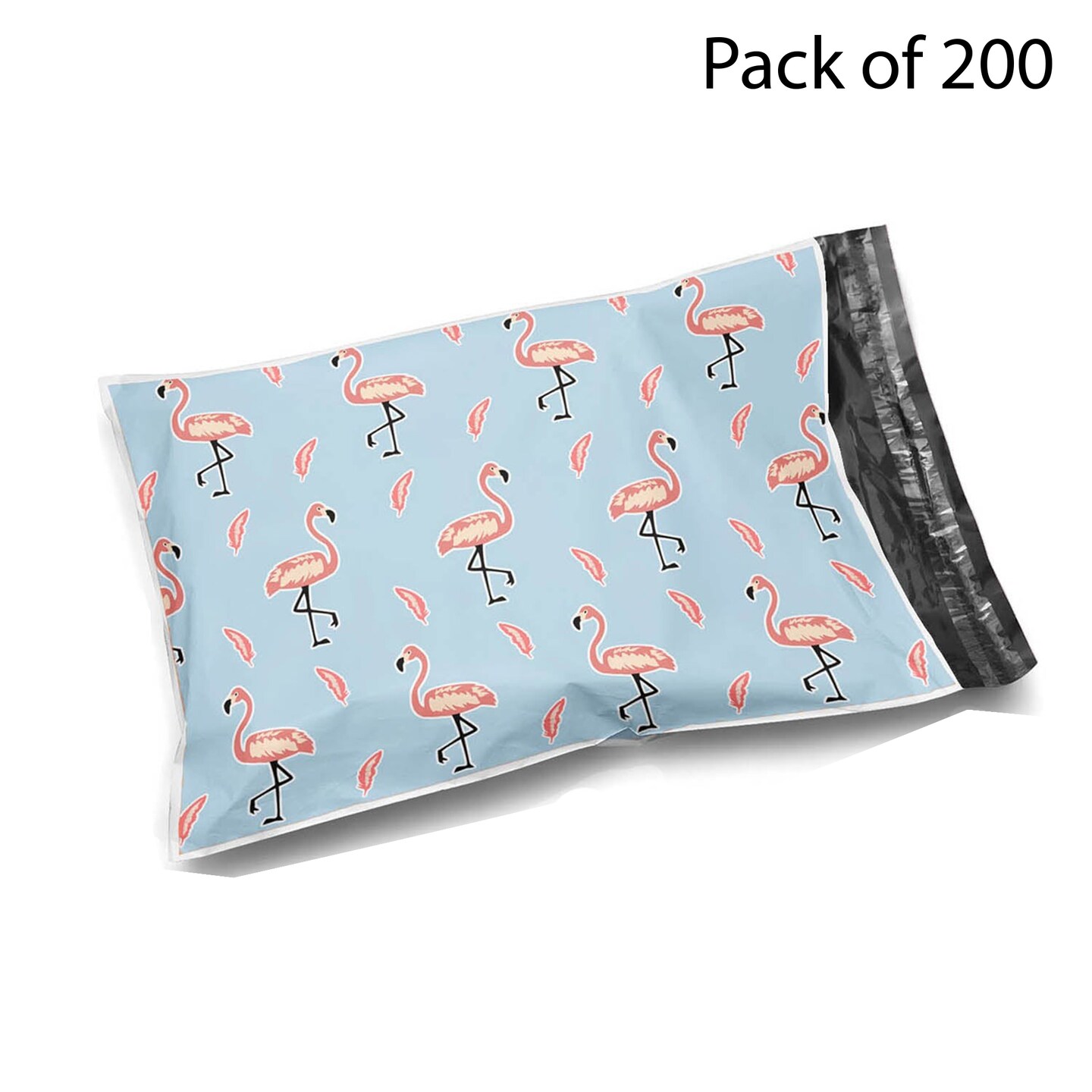 10 x 13 Glossy Pink Flamingos Decorative Light Blue Plastic Poly Mailer Bags Waterproof Shipping Mailing Envelope 2 Mil – Permanent Adhesive Seal