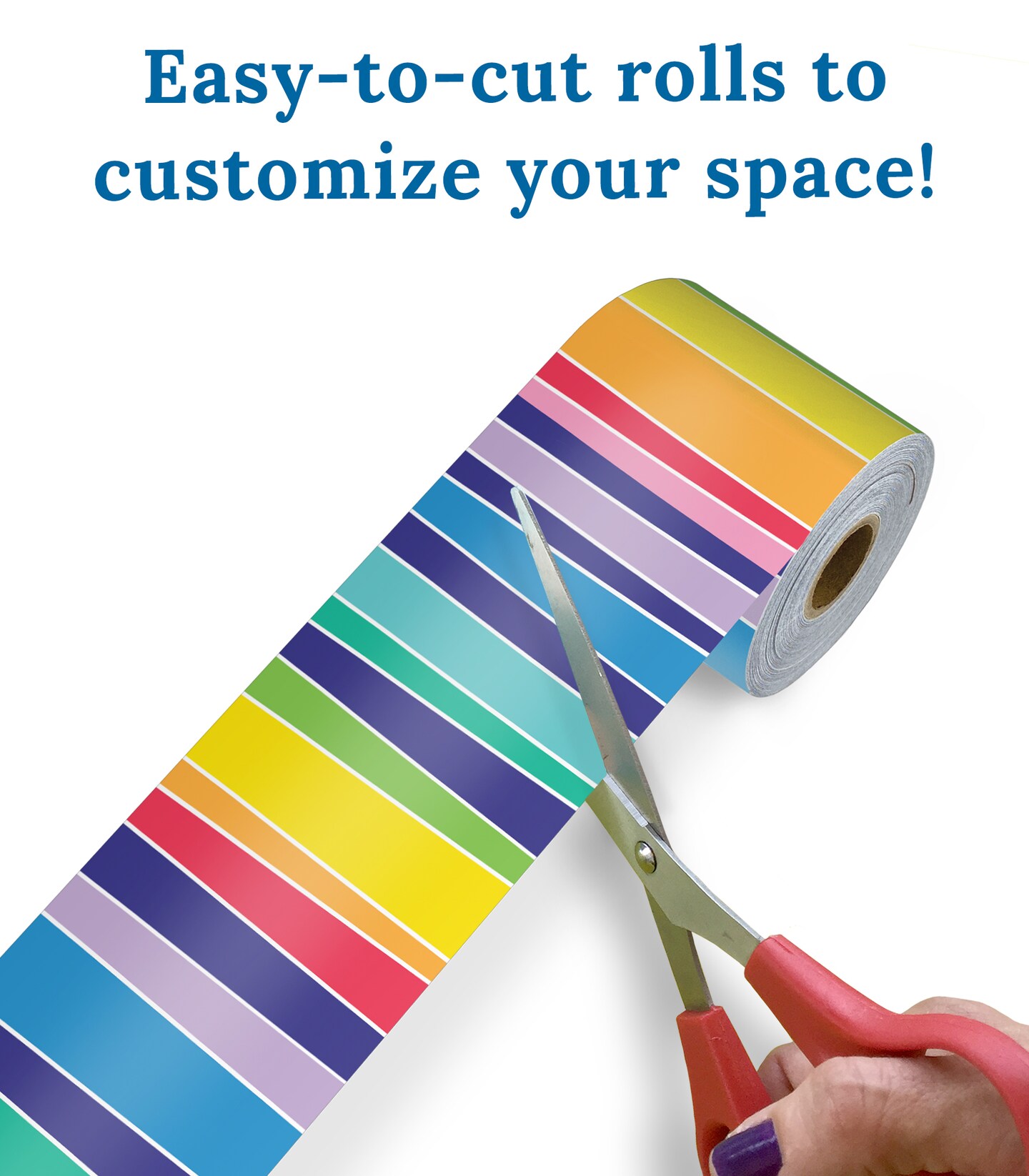 Carson Dellosa 65Ft of Striped Rainbow Bulletin Board Borders, 1 Roll of Colorful Trim for Rolling Whiteboard, Posterboard, Party Decorations, and Classroom Decor