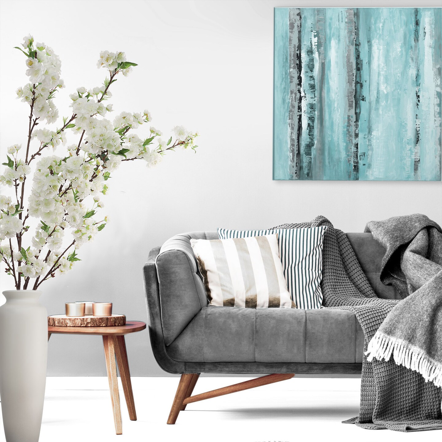 White Cherry Blossom Spray, 45-Inch, Silk Flowers & Foliage, Indoor Use, Floral Sprays, Floral Home by Artificial Flowers