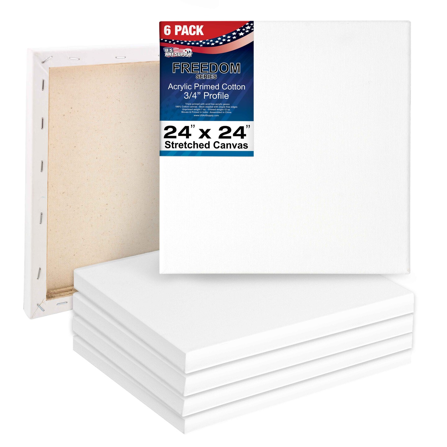 24 x 24 inch Stretched Canvas 12 Ounce Triple Primed 6 Pack