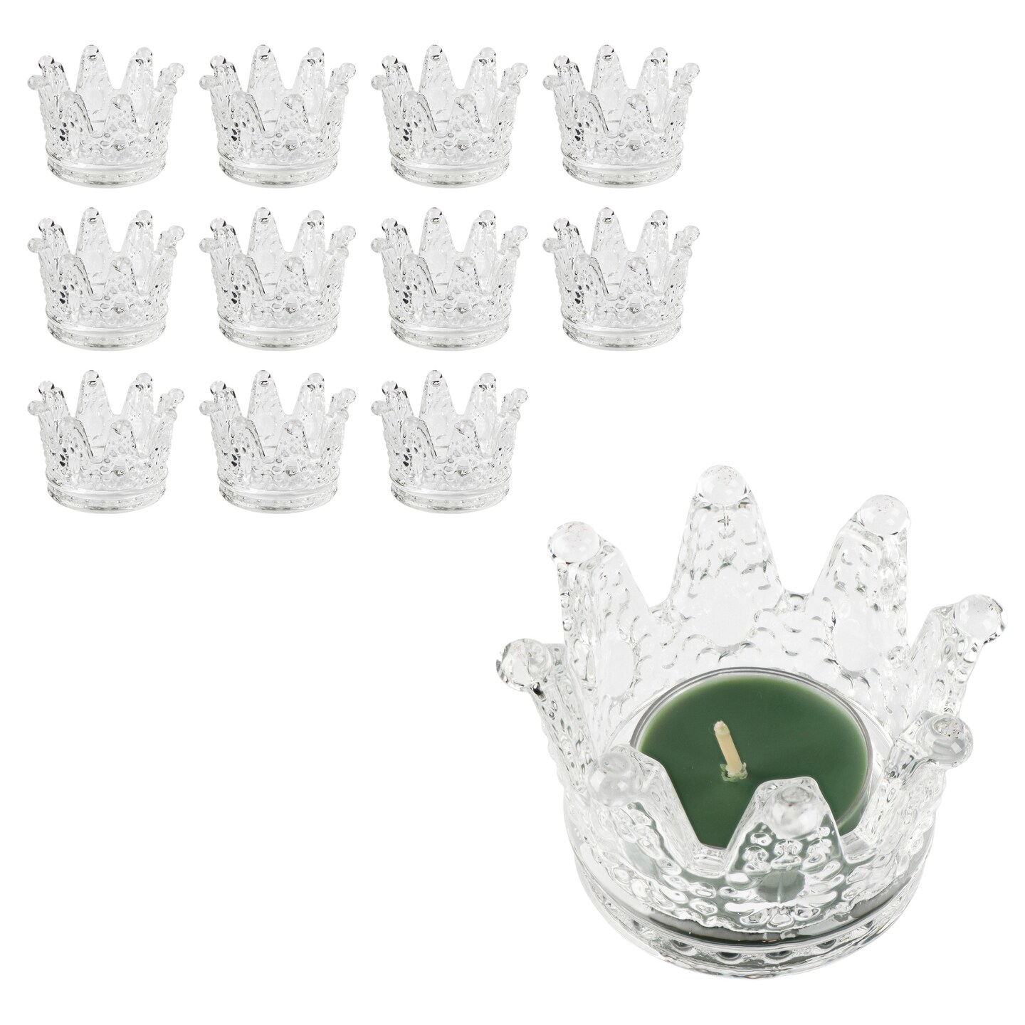 7Penn Crown Candle Holder - 12 Empty Glass Votives Tea Lights for Parties