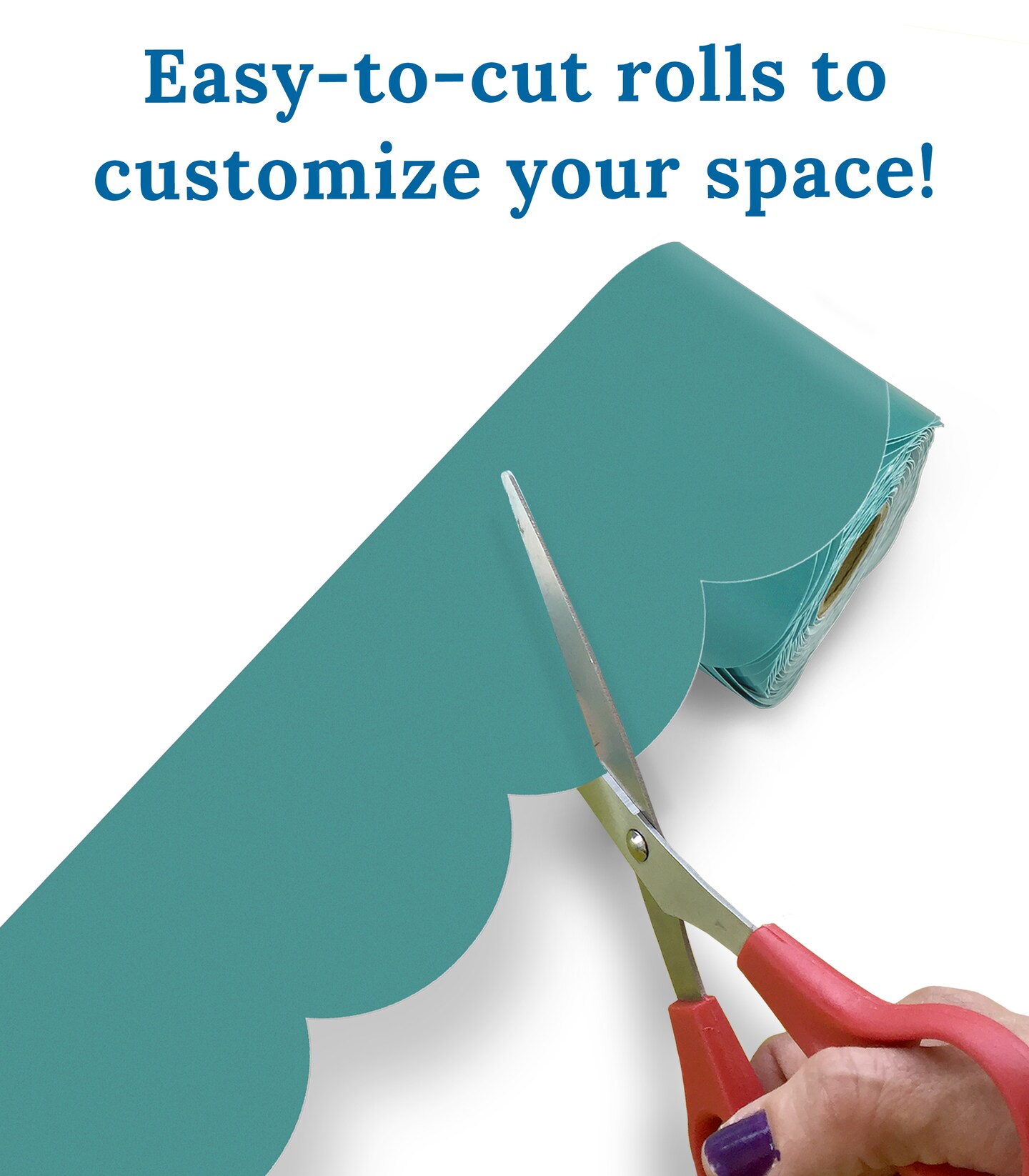 Carson Dellosa We Belong 65ft Teal Bulletin Board Borders, Roll of Sea Glass Scalloped Border Trim, Boho Classroom Bulletin Board, White Board, Cork Board, Poster Board, Office D&#xE9;cor, Classroom D&#xE9;cor
