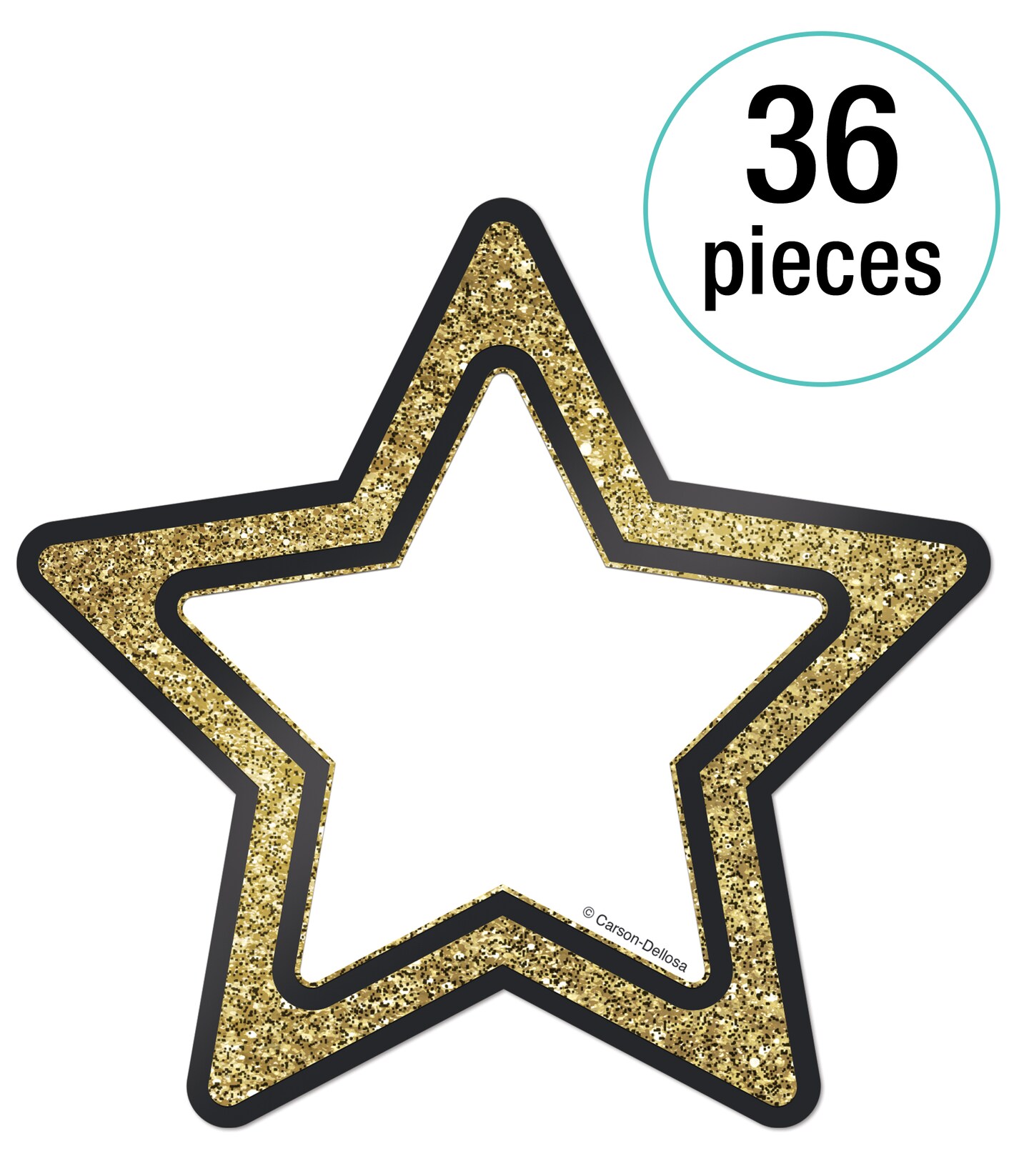 Carson Dellosa – Gold Glitter Stars Colorful Cut-Outs, Classroom Décor, 36 Pieces