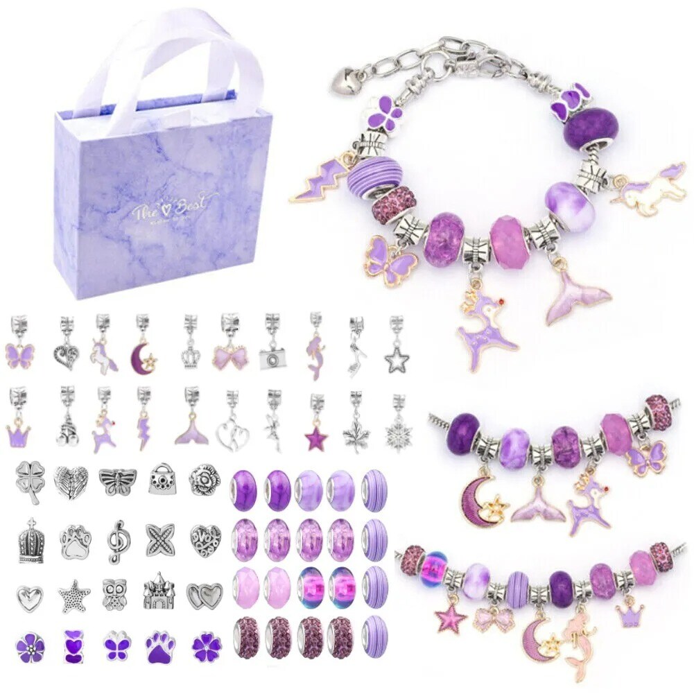 63X Bracelet Making Kit for Girls Gift DIY Charm Bracelet Kit Jewelry Crafts Set