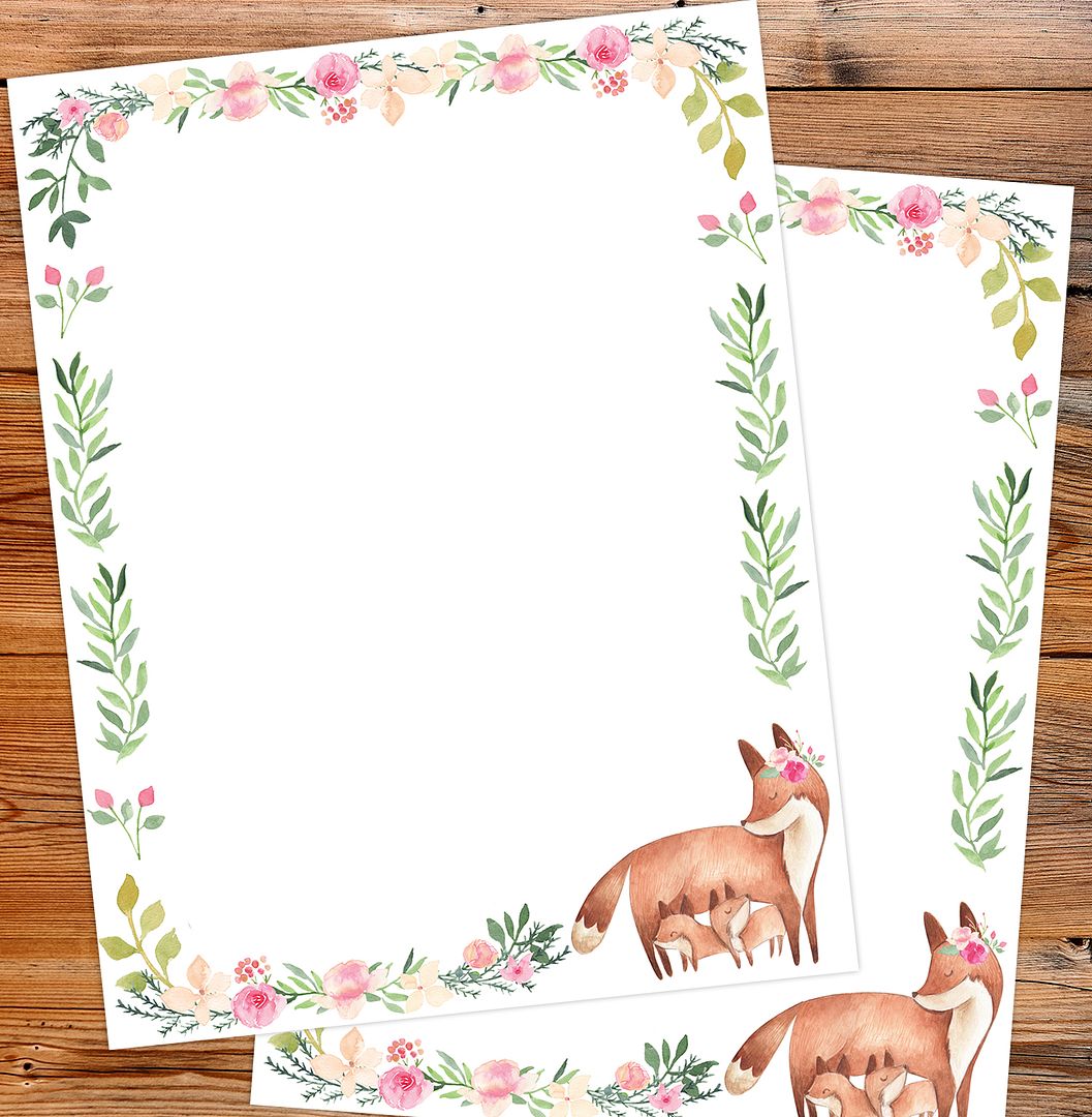 Great Papers! Fancy Foxes Stationery Letterhead, Invitations, Announcements and Personal Mesages, Printer Friendly, 8.5&#x22;x11&#x22;, 50 Pack