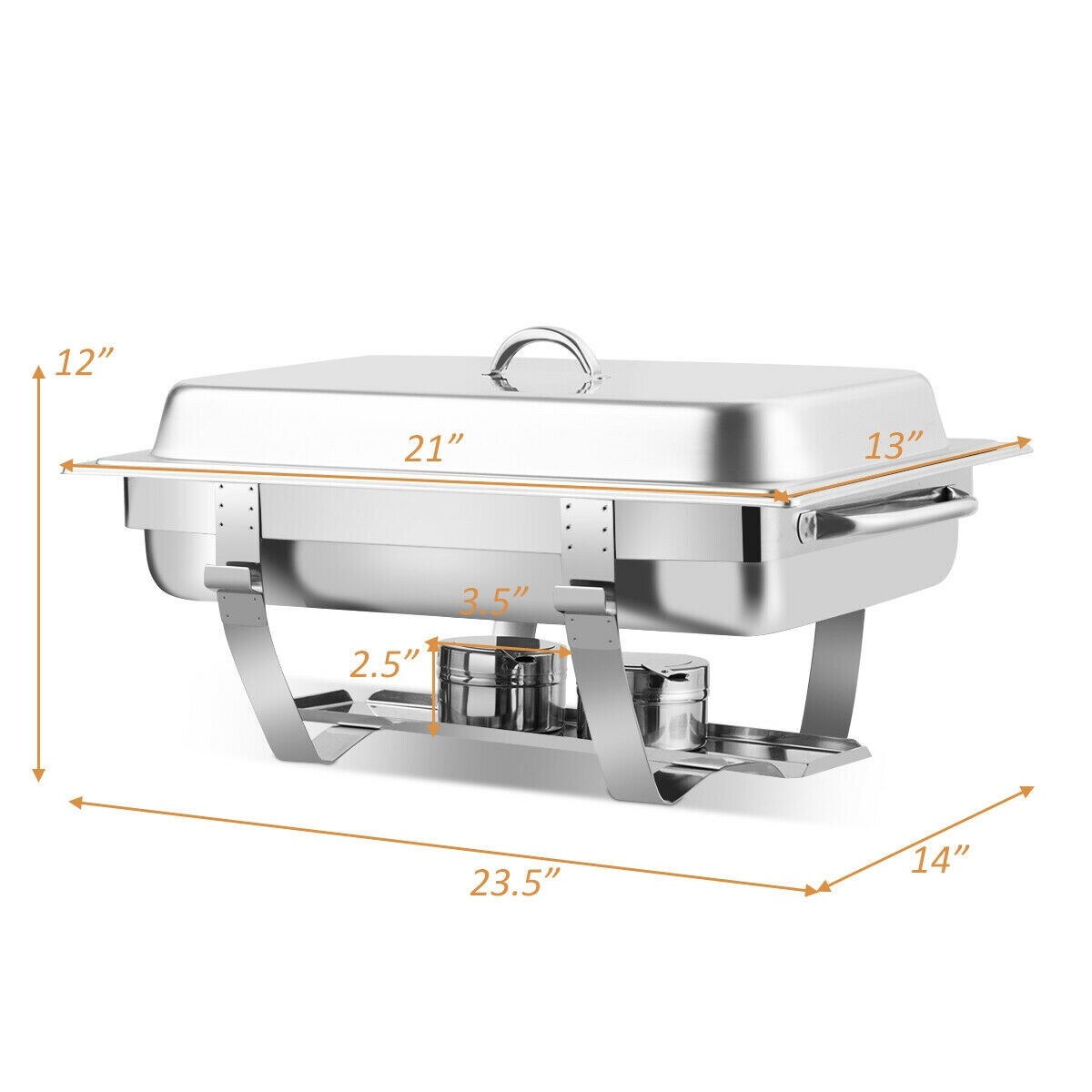 2 Packs Stainless Steel Full-Size Chafing Dish with Water Pan