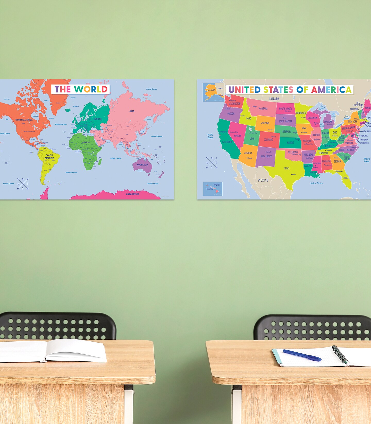 Carson Dellosa 12PC Educational Posters, 11" x 17" Maps, Addition, Place Value, Subtraction, Division, Multiplication Charts and Science Wall Art, Cross-Curricular Classroom Decor and Teacher Supplies