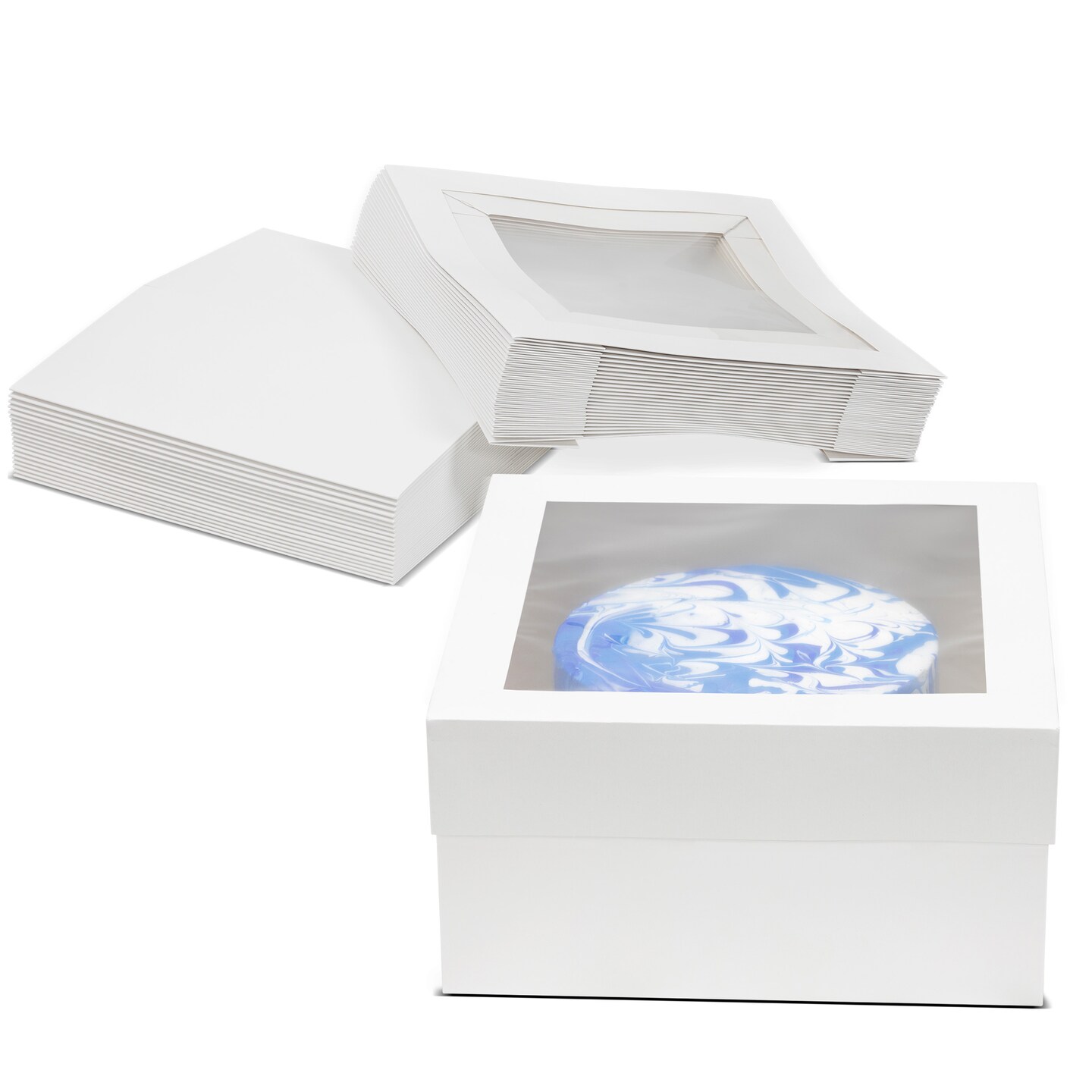 Spec101 | Cake Boxes with Window 25-Pack 12&#x201D; x 12&#x201D; x 6&#x201D; Inch Bakery Boxes