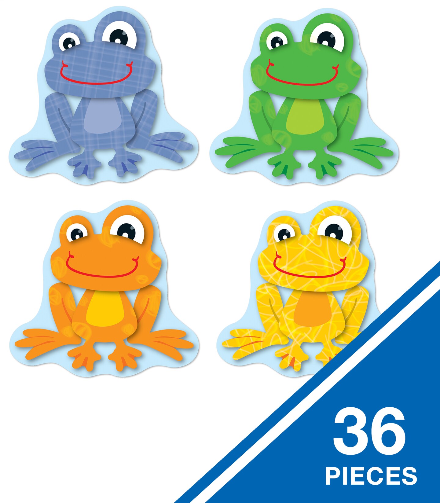 Carson Dellosa 36-Piece Funky Frog Cutouts, Colorful Cardstock Cut Outs for Bulletin Board, Posterboard, Name Tags, Party Decorations, and Classroom Decor